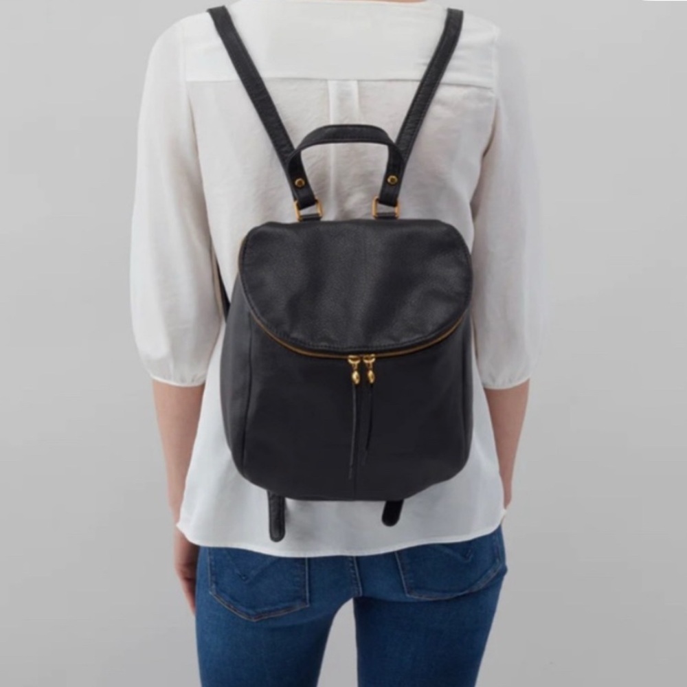 EUC HOBO River Backpack Black Leather w Dustbag